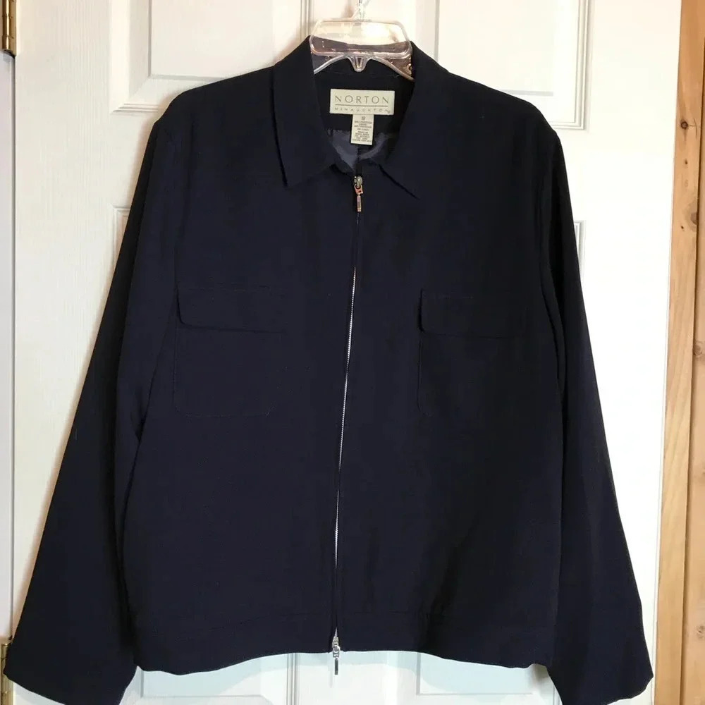 Norton McNaughton Women’s Size 18 Navy Blue Zip Blazer Like New Vintage Y2K